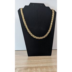 Gold Tone Braided Chain Necklace 31” Long Vintage Rope Style Statement